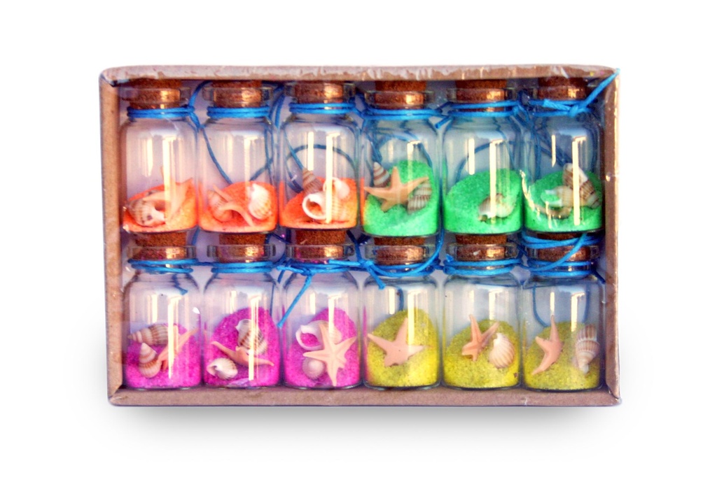 SET BOTTIGLIE VETRO C/SABBIA E CONCH 12pz/cf