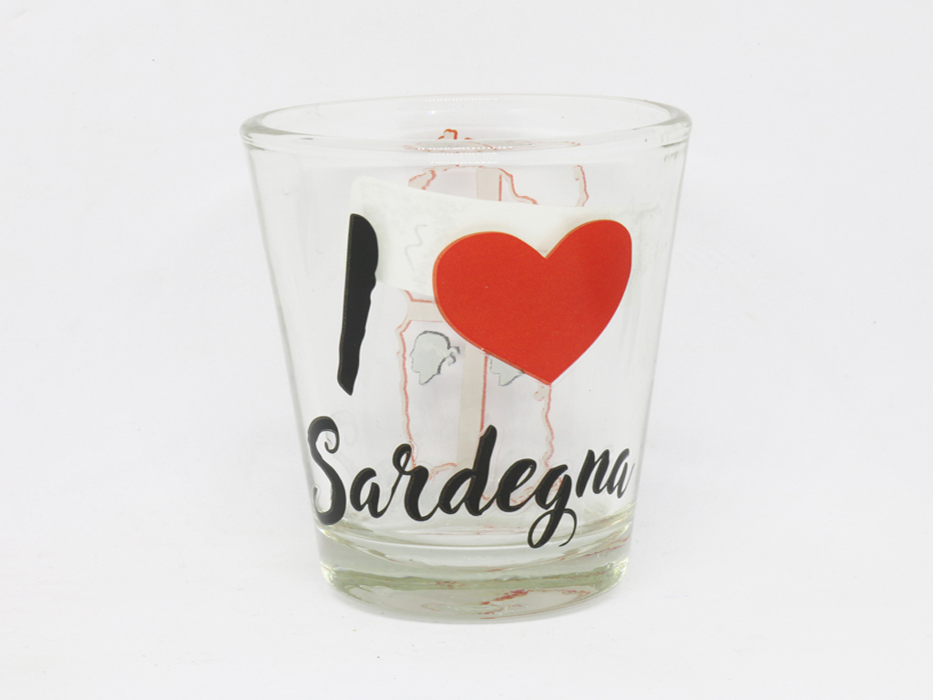 SHOT GLASS VETRO SARDEGNA MAPPA+I LOVE 