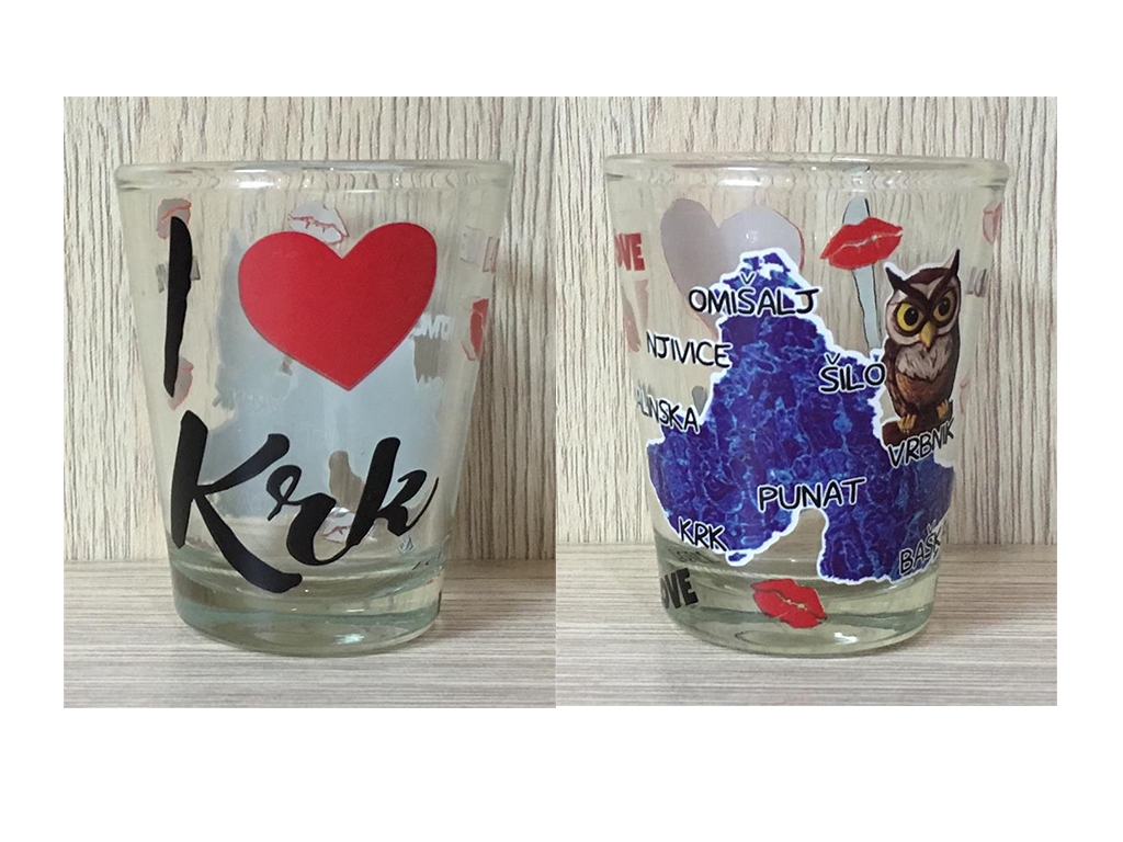 STAKLENA ČAŠICA I LOVE KRK 