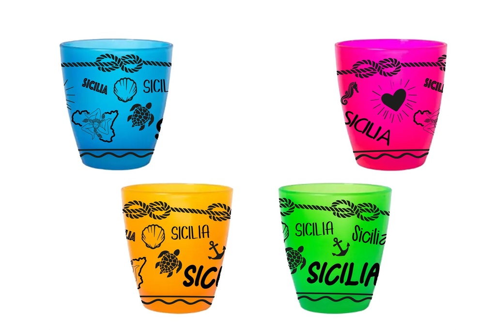 BICCHIERINO VETRO SICILIA 4 COL ASS 