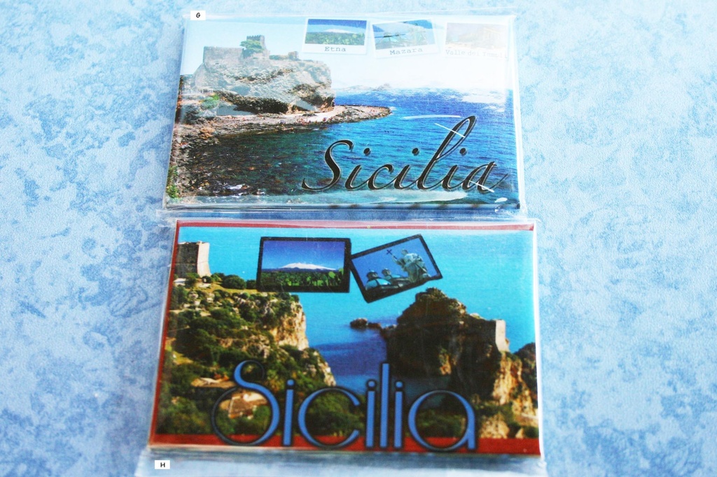 CARTOLINA MAGNETE SICILIA 4 VEDUTE DIAPOSITIVE 
