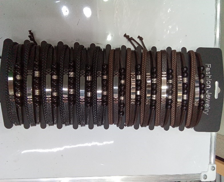 BRACCIALE CUOIO E ACCIAIO