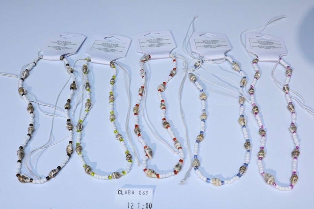 COLLANA PERLINE, CONCHIGLIA E VETRO