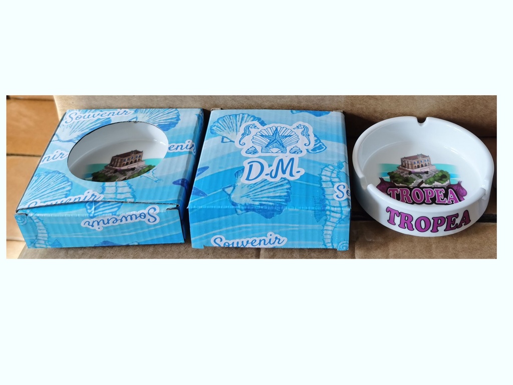 POSACENERE CERAMICA BORDO DORATO CON DECALCO CALABRIA E SCATOLA (copia)