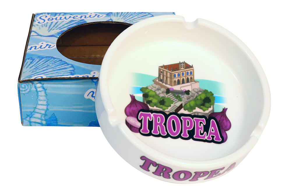 POSACENERE CERAMICA BORDO DORATO CON DECALCO CALABRIA E SCATOLA (copia)