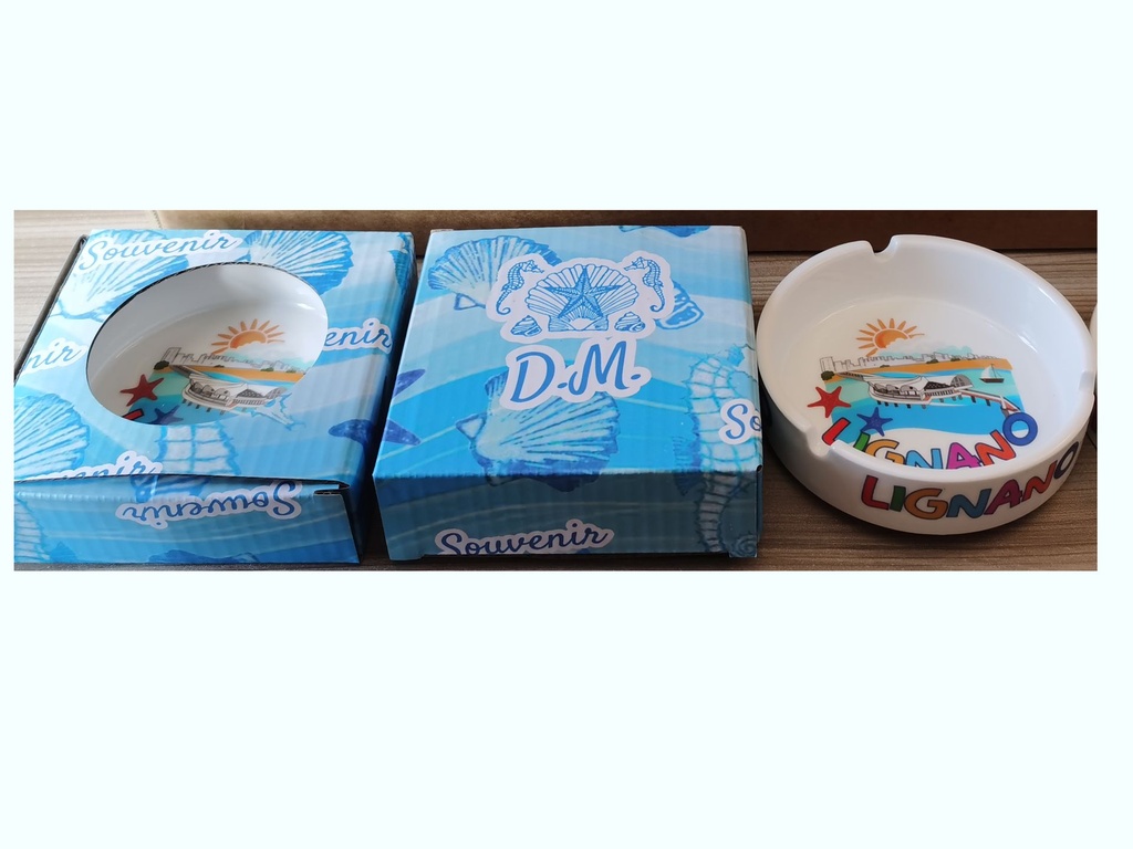 POSACENERE CERAMICA BORDO DORATO CON DECALCO CALABRIA E SCATOLA (copia)