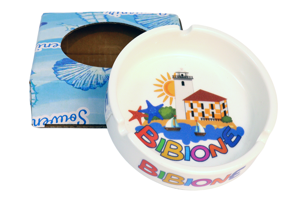 POSACENERE CERAMICA BORDO DORATO CON DECALCO LIGNANO E SCATOLA (copia)