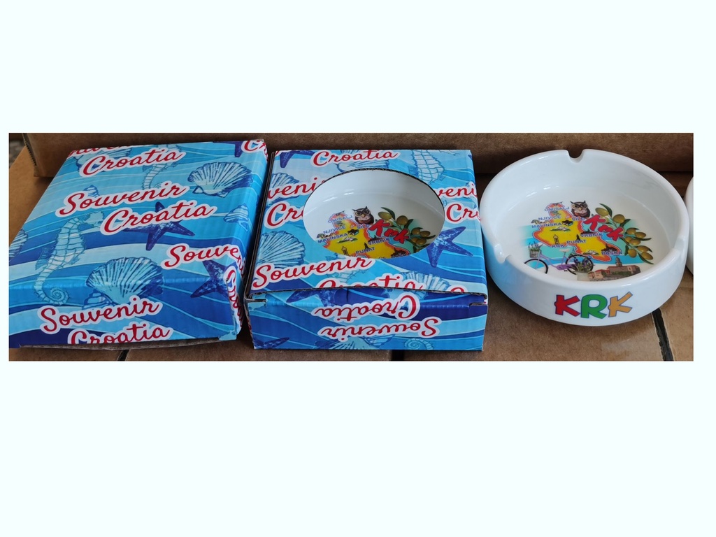 POSACENERE CERAMICA BORDO DORATO CON DECALCO CRIKVENICA E SCATOLA (copia)