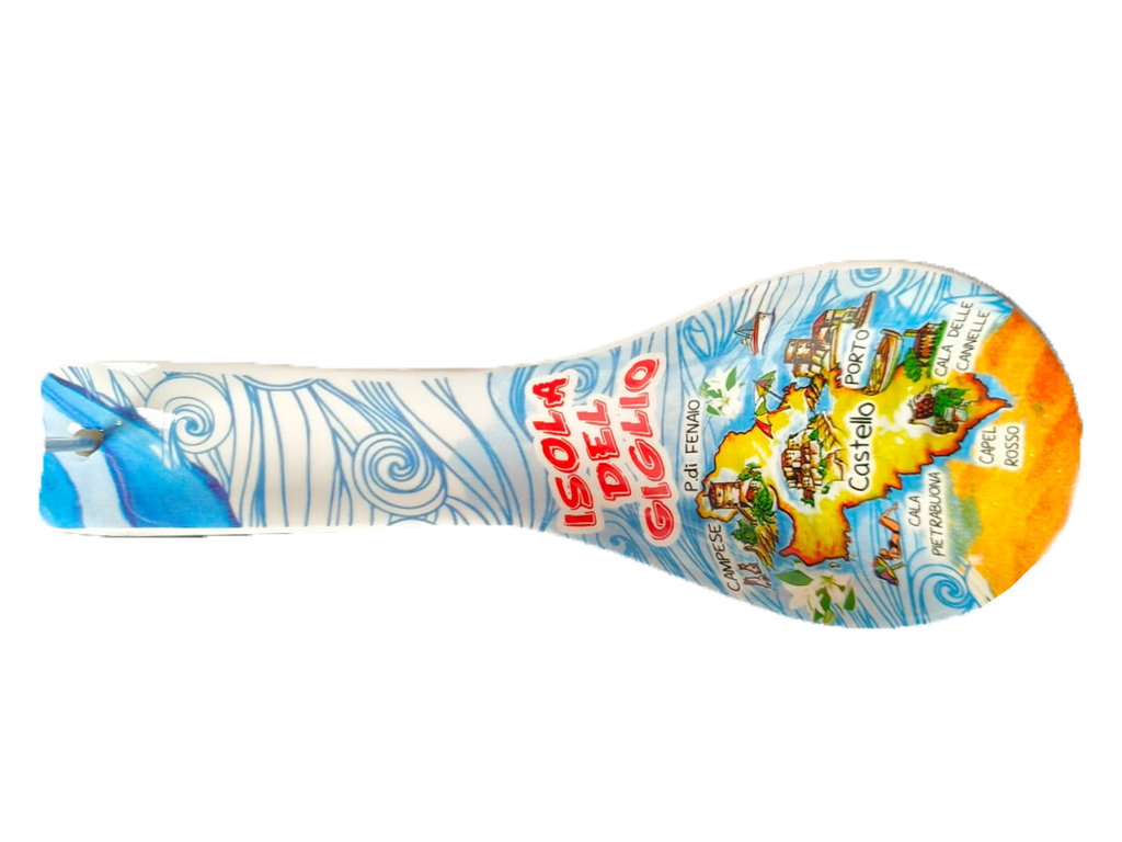 POGGIAMESTOLO CERAMICA 26CM CON DECALCO ISOLA D'ELBA MAPPA E BOX CON FINESTRA (copia)