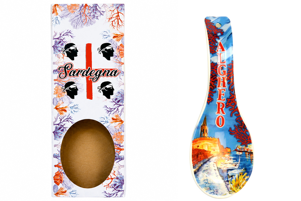 POGGIAMESTOLO CERAMICA 26CM CON DECALCO TAORMINA E BOX CON FINESTRA (copia)