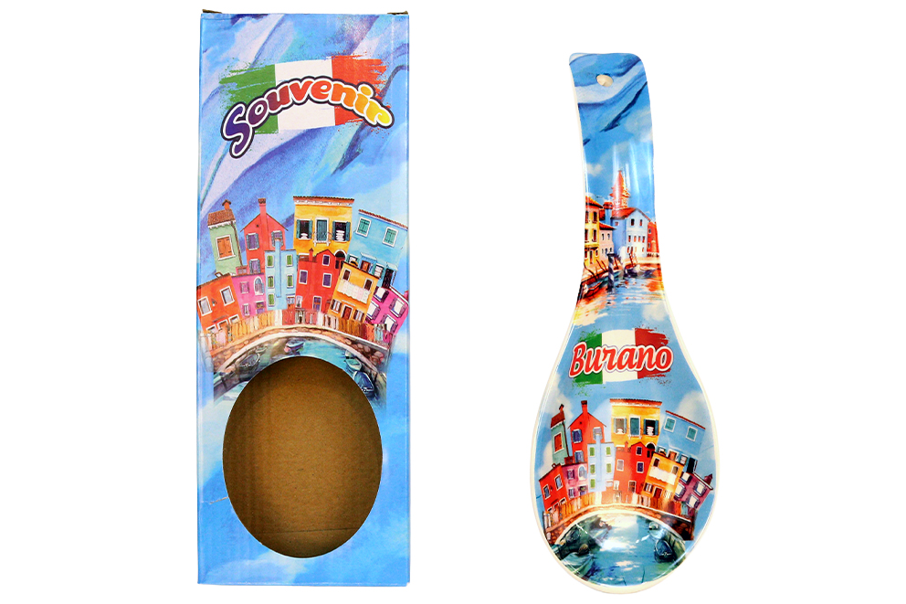 POGGIAMESTOLO CERAMICA 26CM CON DECALCO VENEZIA E BOX CON FINESTRA (copia)